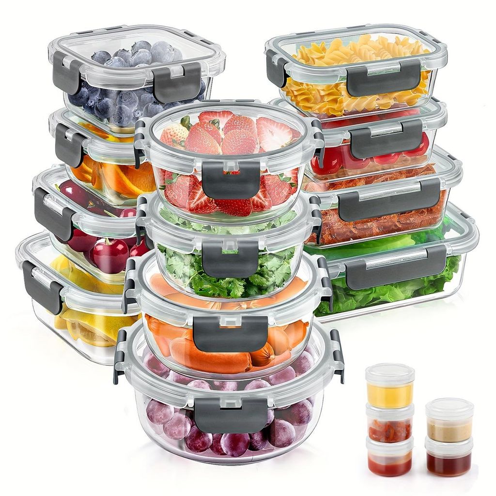 12 Stück Glas Lebensmittelbehälter + 5 Sauce Produktbild 