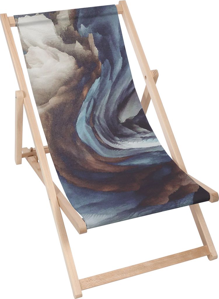 Dreamroots Liegestuhl klappbar Holz, Buchenholz bis 130 kg, Sonnenliege klappbar mit 3-stufiger Neigungsregulierung der Rückenlehne, Swirling Shapes
