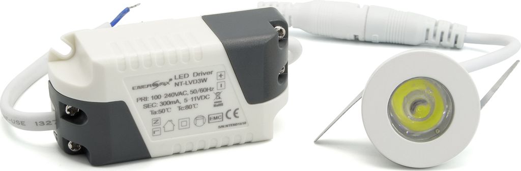 Mini LED Einbauleuchten weiß rund 1 Watt inkl. Trafo Produktbild 