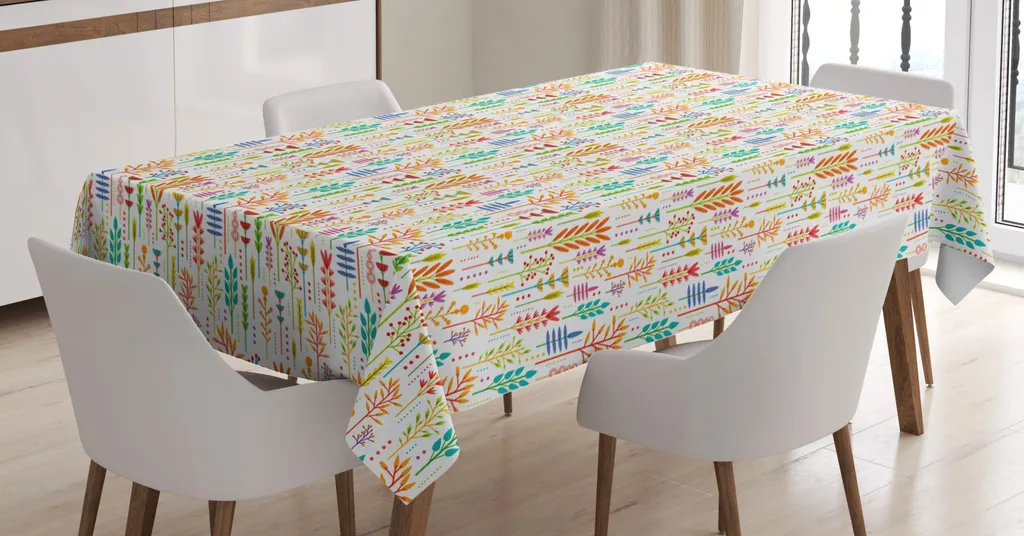 ABAKUHAUS Tovaglia a fiori, piantagione di fiori colorati, adatta per interni ed esterni Lavabile Stampa chiara Nessuno sbiadimento, 140 x 170 cm, multicolore