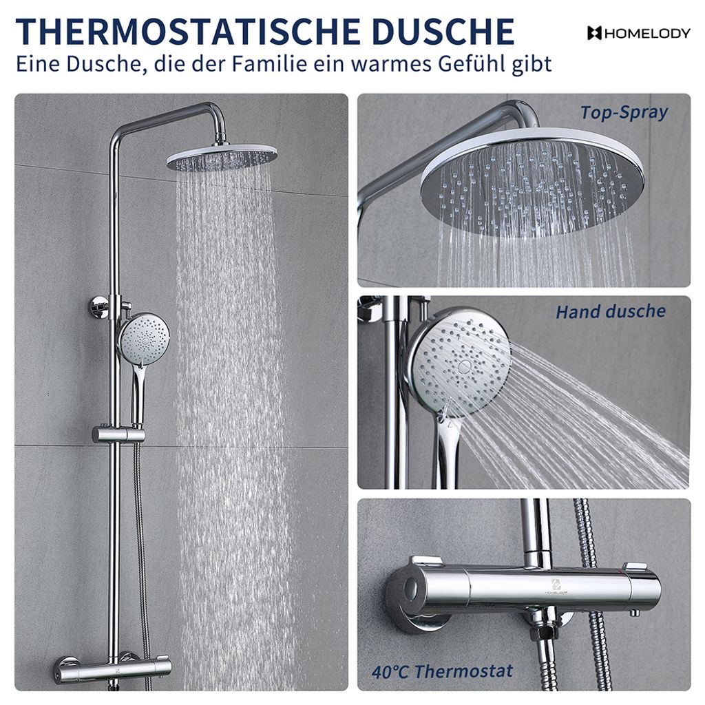 Thermostat Duschpaneel Brausearmatur Regendusche Dusche Set x1 Duschsystem inkl 