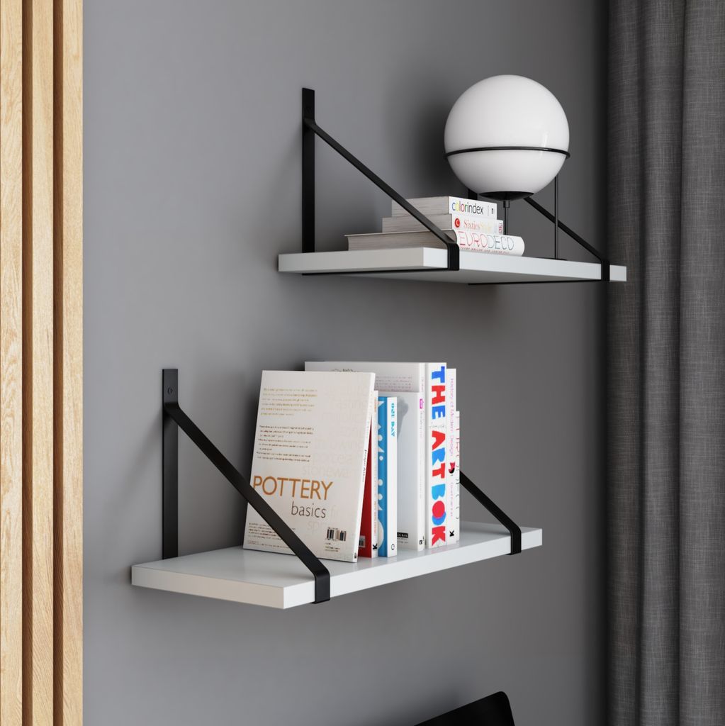 AKKE Hellgrau Hängeregal GINO modern LOFT-style LxB: 50x20 cm