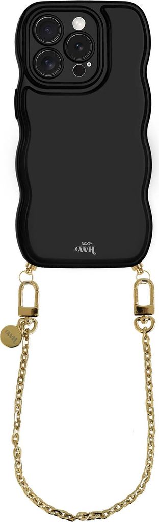 Wildhearts Glossy Wavy Cord Case Schwarz für iPhone 14 Pro Max – Dreamy Kurz