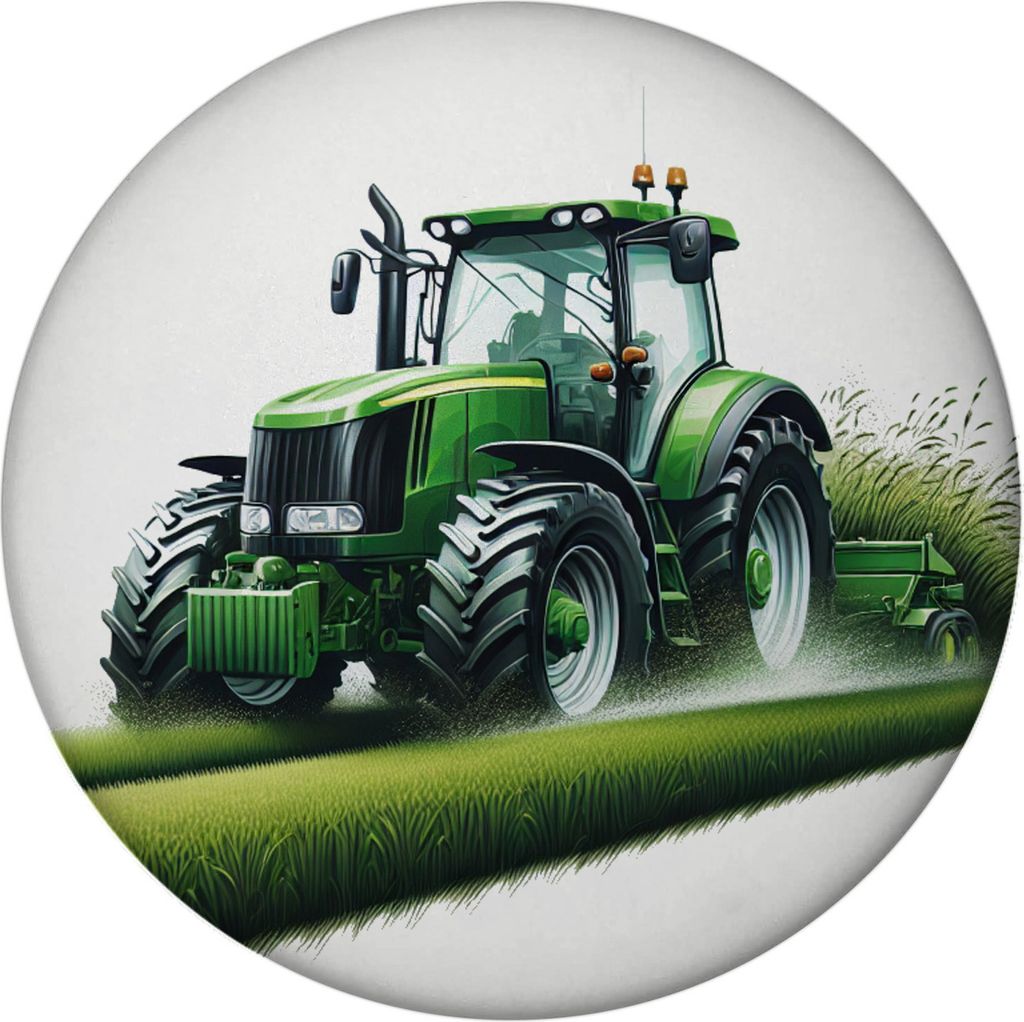 Traktor bei der Feldarbeit Magnet rund rund Produktbild 