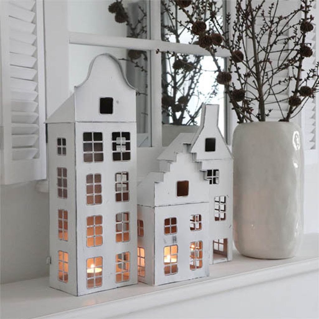 Laterne MAISON weiß shabby chic Metallhaus zum Beleuchten Produktbild 5