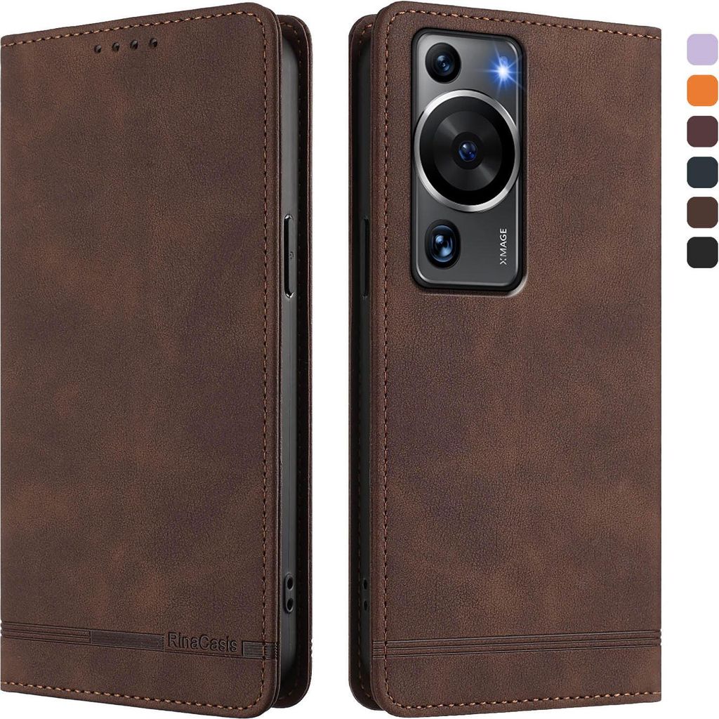 Hülle für Huawei P60 / P60 Pro, Retro Kunstleder Ständer Klapphülle mit Kartenfächer und Magnetische Braun