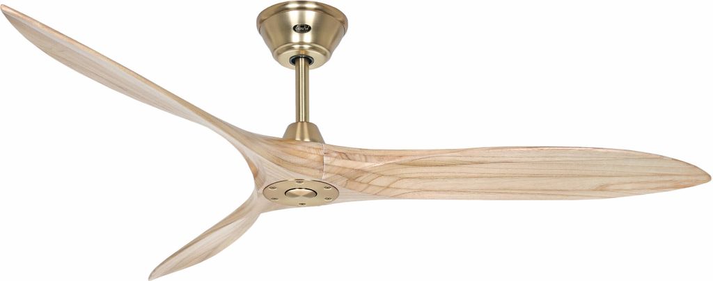 Energiespar Deckenventilator mit Fernbedienung Eco Airscrew 152 cm Messing gebürstet / Holz Natur