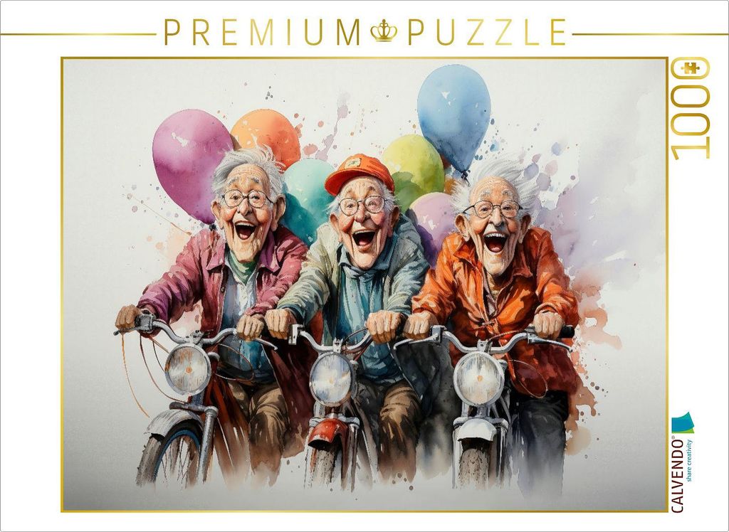 CALVENDO Puzzle Lustige Rentner - Mopedasflug | 1000 Teile Produktbild 