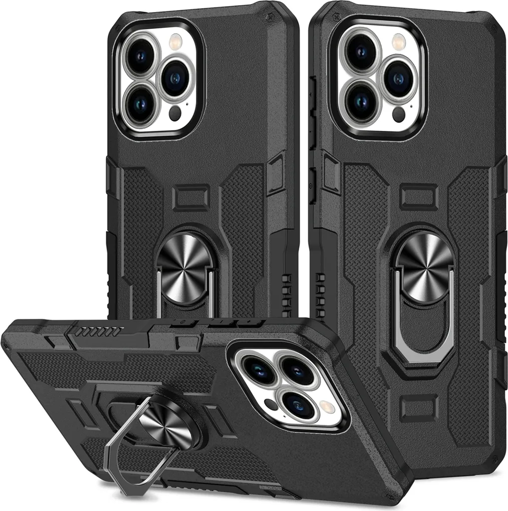 Offerta Cover iPhone 13 Pro Max: Antiurto Doppio Strato Nera + Anello