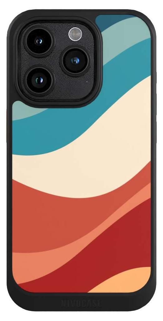 NIVOCASE Hülle für Apple iPhone 15 Pro Handyhülle NIVOcore Case Schwarz Farbe Farbverlauf Welle