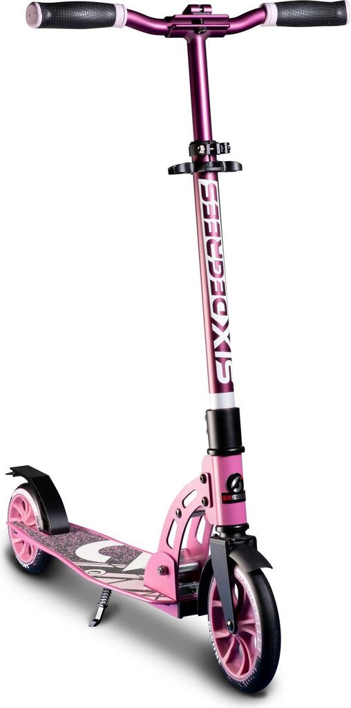 SIX DEGREES Aluminium Scooter Junior mit Klappmechanismus u. Ständer, 180/145 mm, höhenverstellbar, , pink