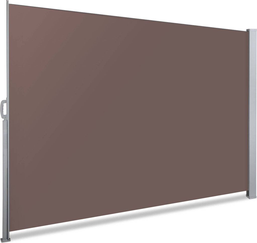 VOUNOT Seitenmarkise Ausziehbar, Sichtschutz, 140 x 300 cm, Seitenrollo Markise Sichtschutz für Balkon Terrasse, Braun