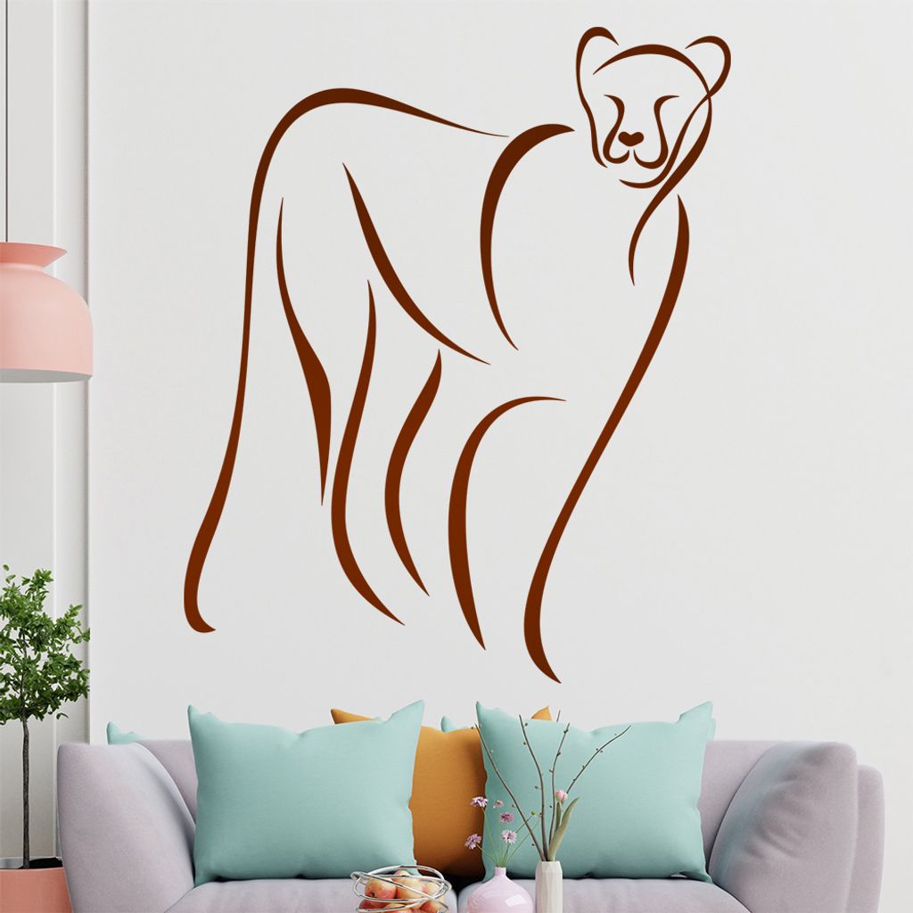 Raubkatze Linien Wandtattoo in 6 Größen - Wandaufkleber Wall Sticker - Dekoration, Küche, Wohnzimmer, Schlafzimmer, Badezimmer