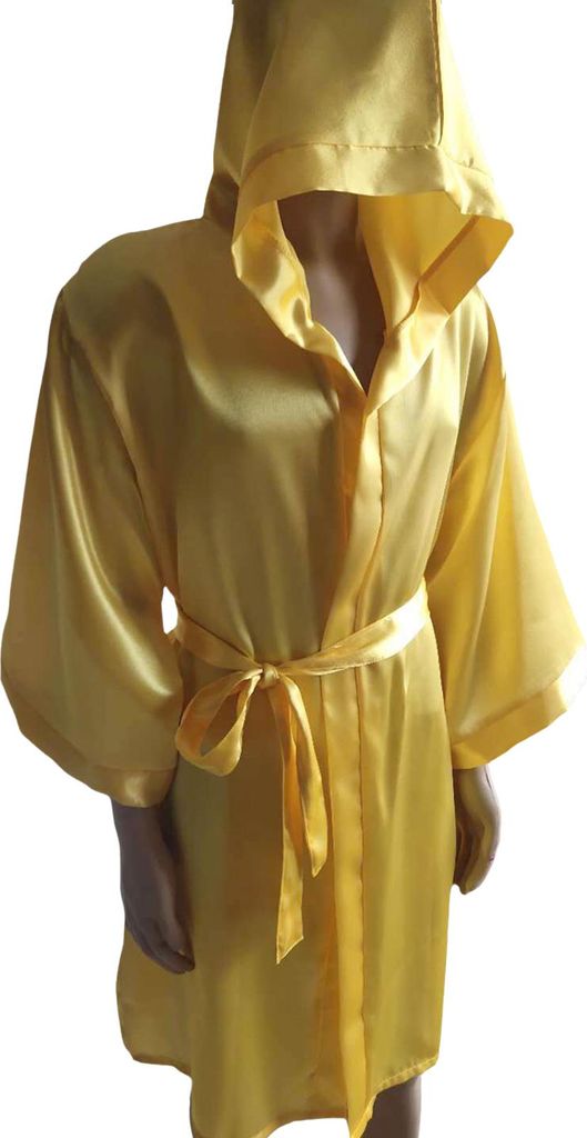 Boxrobe für Erwachsene mit Kapuze, atmungsaktiv, einfarbig, knielang, für Männer und Frauen, Boxer, Sanda, Kampf-Cosplay-Kostüm mit Gürtel