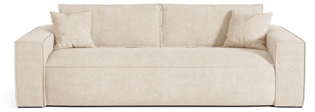 3-Sitzer-Schlafsofa mit Express-Klappmechanismus aus beigem Stoff – Liegefläche 140 cm – 13 cm dicke Matratze mit Memory-Schaum – AMELIA