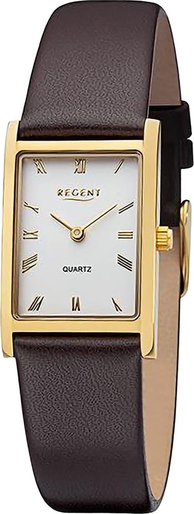 Regent Leder Damen Uhr Armbanduhr Quarz dunkelbraun Lederarmband D2URF1302