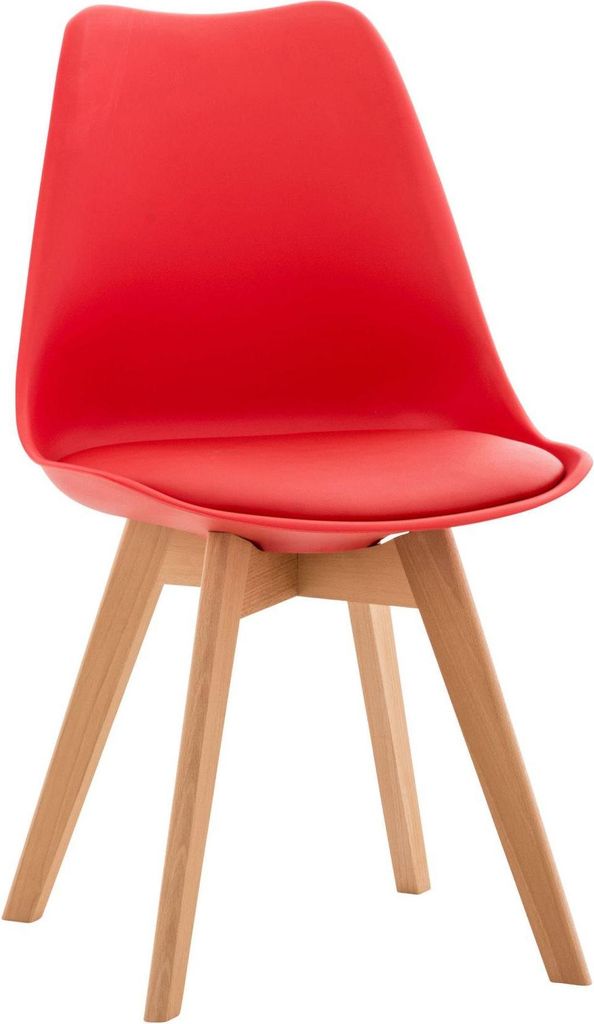 Bequemer Esszimmerstuhl – Küchenstuhl – Pflegeleichte Polsterung | Farbe: Rot | Material: Kunststoff