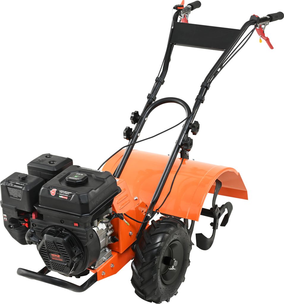 VEVOR Gartenfräse 212CC Hubraum Gasbetrieben Motorhacke 490mm Anbaubreite Motorfräse 100mm Kultivierungstiefe Bodenhacke 65Mn Kultivierungsklinge...