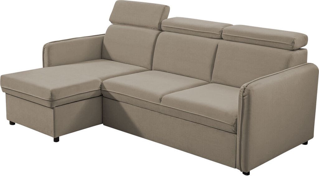 MIRJAN24 Ecksofa Barcelo Mini, Eckcouch mit Bettkasten und Schlaffunktion, Einstellbare Kopfstützen, 220x140x84-96 cm (Farbe: Enjoy New 03)