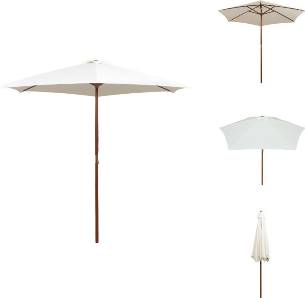 vidaXL Sonnenschirm 270×270 cm Holzstange Cremeweiß - Sonnenschirme & Sonnenschutze
