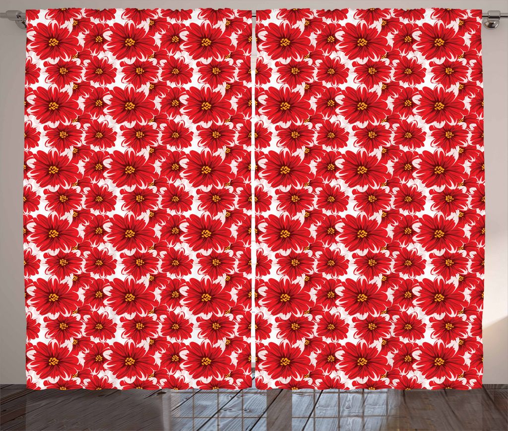 ABAKUHAUS Blume Rustikaler Vorhang, Saisonale Romantischer Frühling, Wohnzimmer Universalband Gardinen mit Schlaufen und Haken, 280 x 175 cm, Baby...