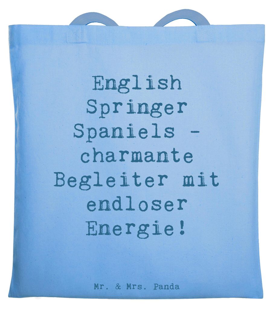 Mr. & Mrs. Panda Jutebeutel Spruch English Springer Spaniel Charme - Sky Blue - Geschenk, Laptoptasche, Tote Bag, Hunderasse, loyale Familienmitgli...