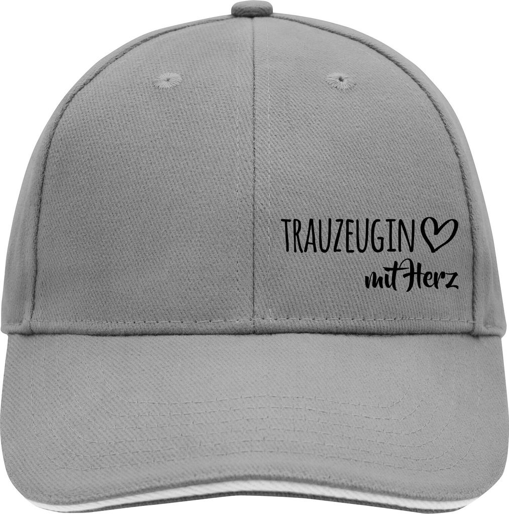 Huuraa Cappy Mütze Trauzeugin mit Herz Dark Grey/White Baumwolle 6-Panel Kappe Geschenkidee