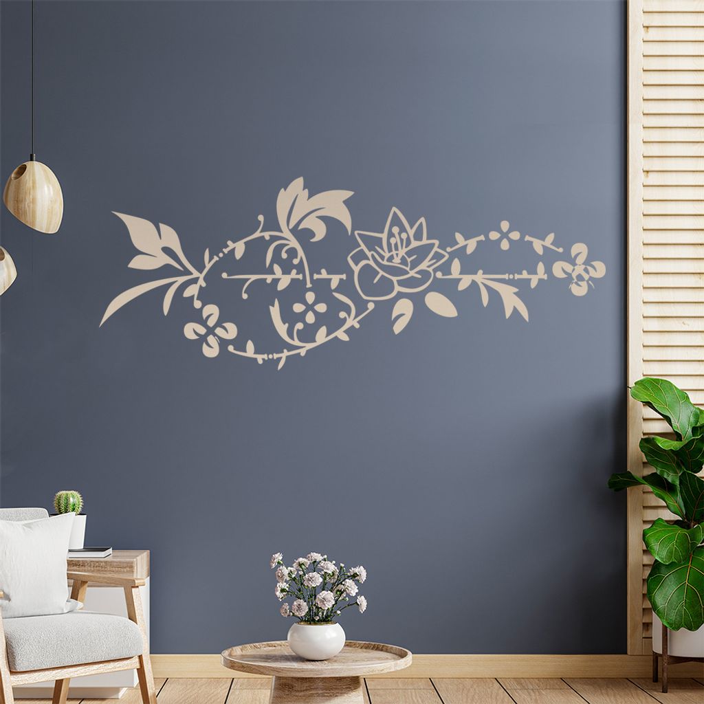 Blumenranke - Linien Wandtattoo in 6 Größen - Wandaufkleber Wall Sticker - Dekoration, Küche, Wohnzimmer, Schlafzimmer, Badezimmer