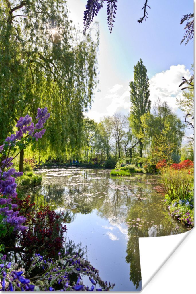 MuchoWow Poster Farben, die sich im Wasser des Gartens von Monet in Frankreich spiegeln 40x60 cm - Plakate für die Wand - Poster Babyzimmer