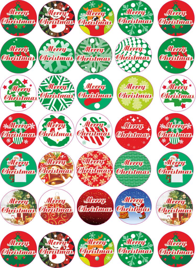 Merry Christmas - Aufkleber Ø40mm für Weihnachten 35 Stück - bunt Vintage - Labels - Stickers- Weihnachtskalender - Weihnachten - Advent - rund ...
