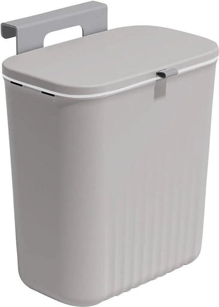 Poubelle anti-odeur pour placard de cuisine 9L grise sans perçage