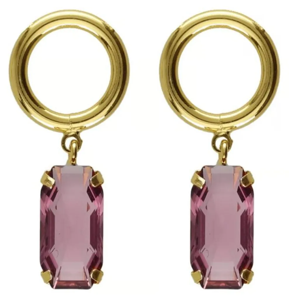 Boucles d'oreilles pendantes cristaux de vin Inspire Hä finition dorée