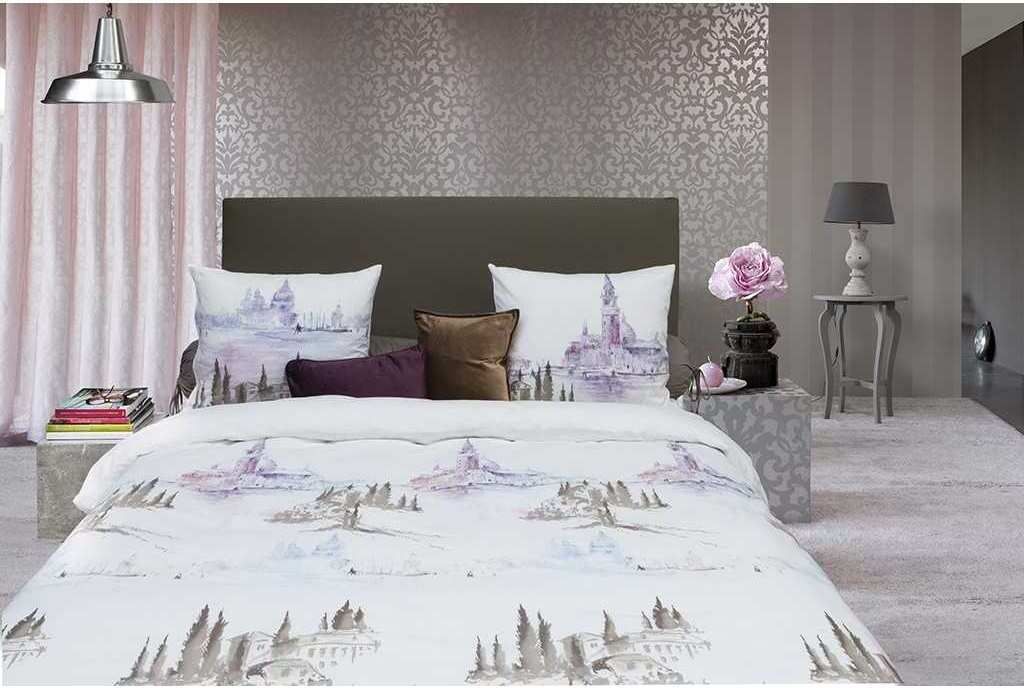 Bettwäsche Satin Francis 100% Baumwolle Lila Blumen Reißverschluss Heckett & Lane Bettbezug Kissenbezug Bettgarnitur glänzend edel waschbar n