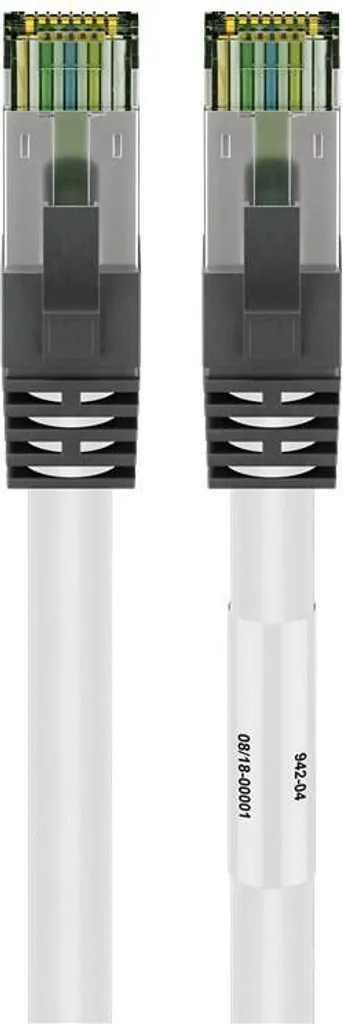 Goobay Cavo patch RJ45 (CAT 6A, 500 MHz) con cavo CAT 8.1 S/FTP Raw, bianco, 10 m
