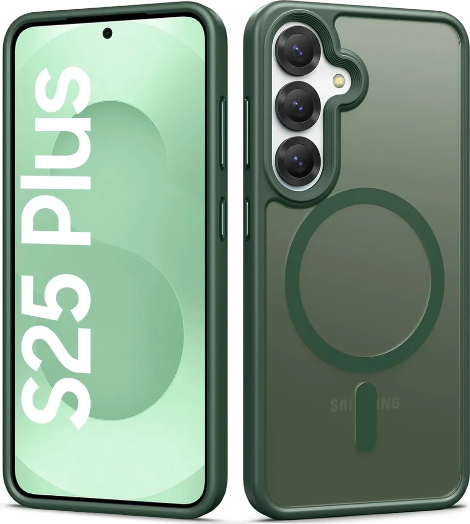 Cover MagSafe Samsung S25+ Verde | Custodia Magnetica Opaca Antiurto