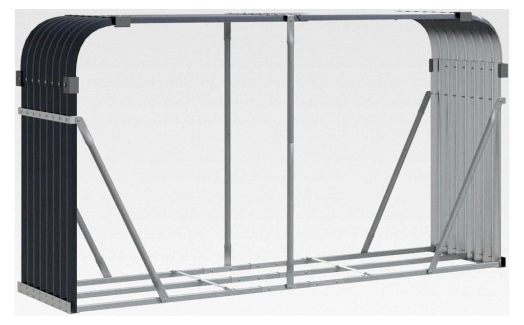 Kaminholzunterstand aus Metall, 180 x 45 x 100 cm, Holzlager für den Außenbereich, verzinkter Stahl, Anthrazit