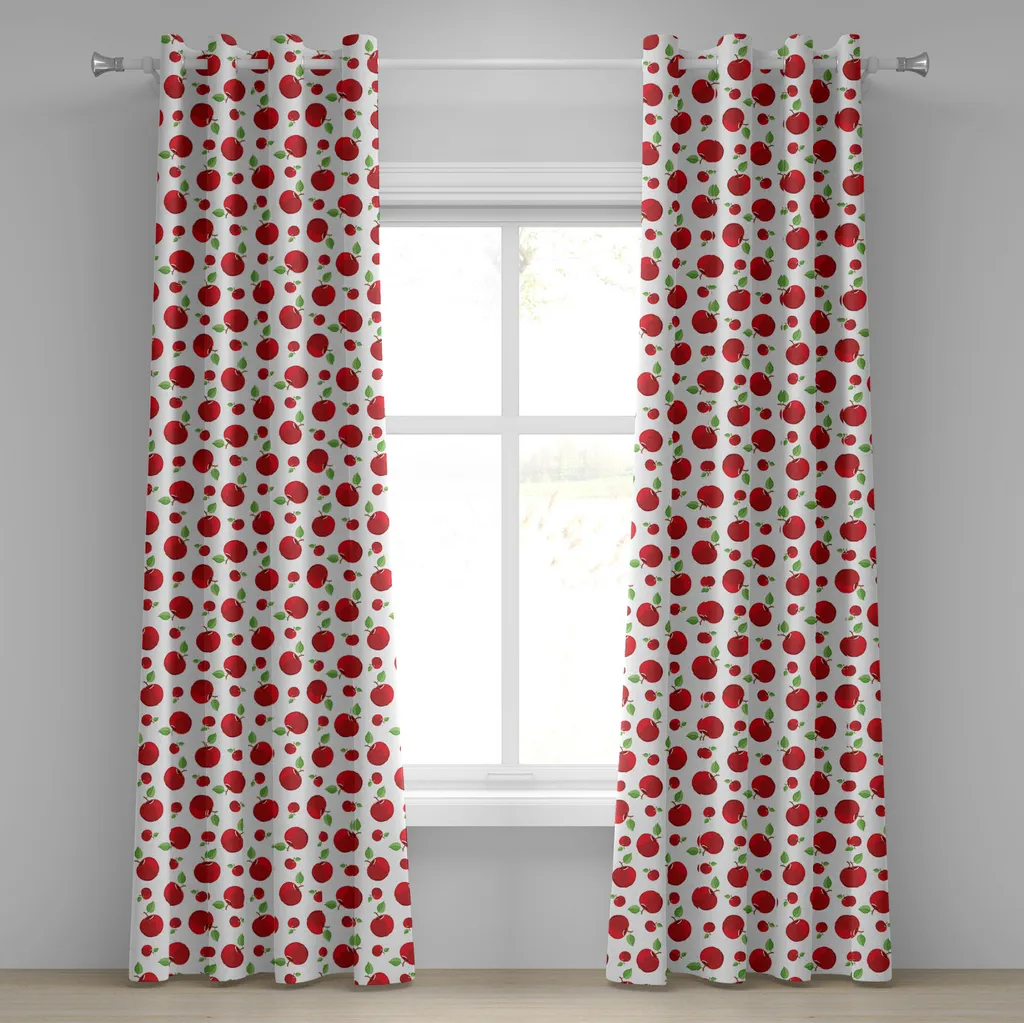 ABAKUHAUS Rideau à Oeillets Pomme Rouge et Vert 280x175 cm en 2 Panneaux