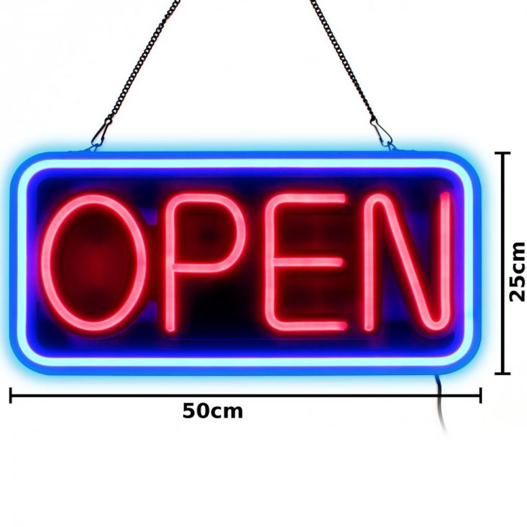 Neonschild Optik LED-Schild Open geöffnet I Leuchtendes Schild zum  Aufhängen mit Netzstecker