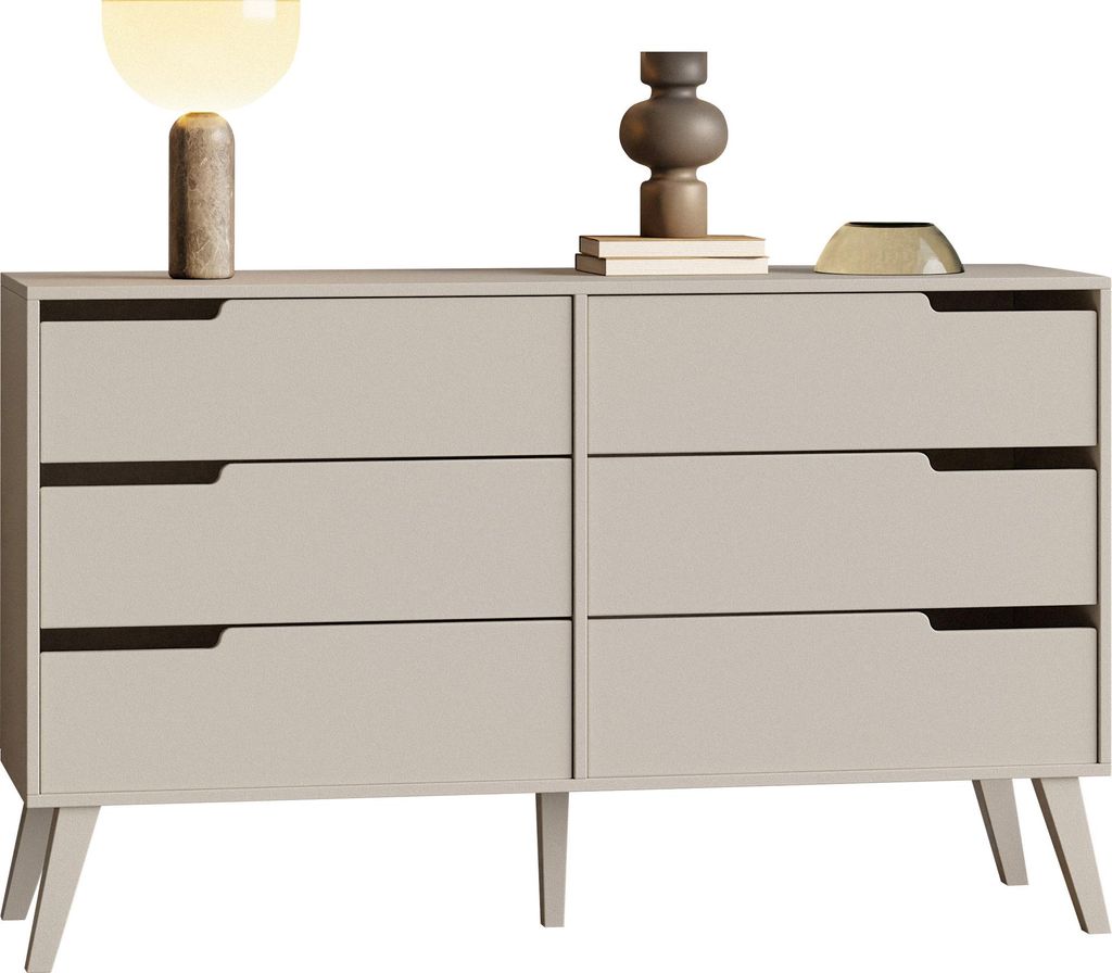 MIRJAN24 Sideboard Nordelo 6S, Stilvoll Wohnzimmer, Sideboard mit sechs Schubladen (Farbe: Cashmere)