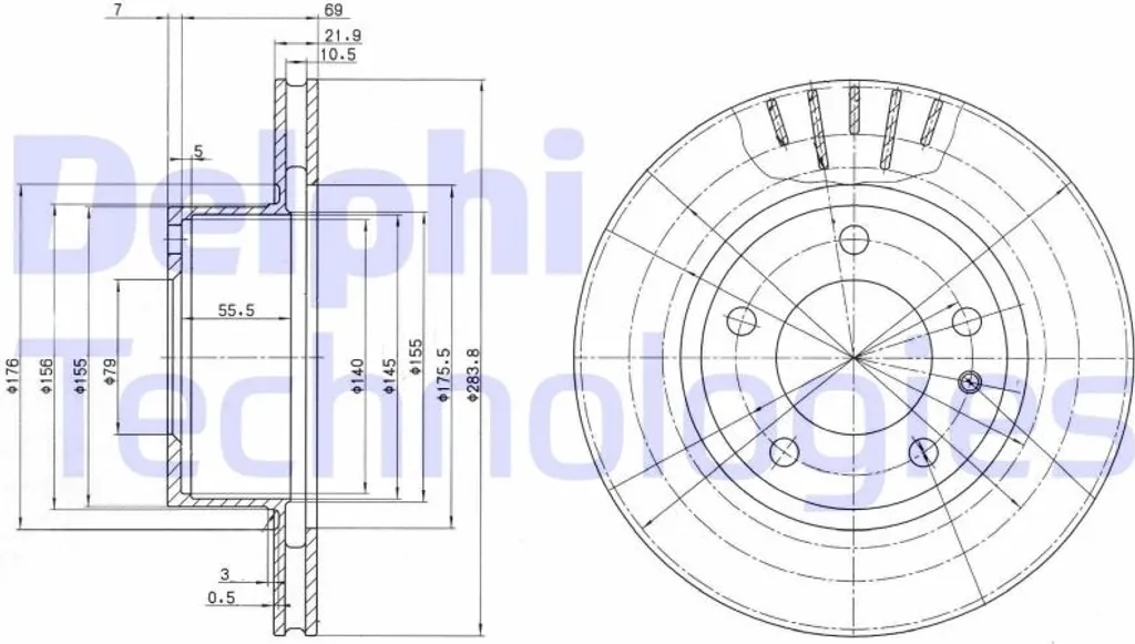 Paire de Disques de Frein Avant Delphi BG2212 pour Freinage Stable