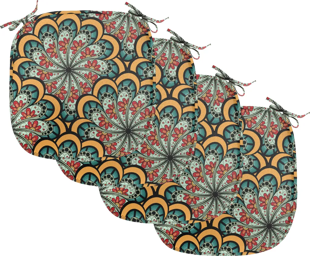 Galettes de Chaise Vague Marocaine - Set de 4 Coussins de Siège 40x40 Jaune