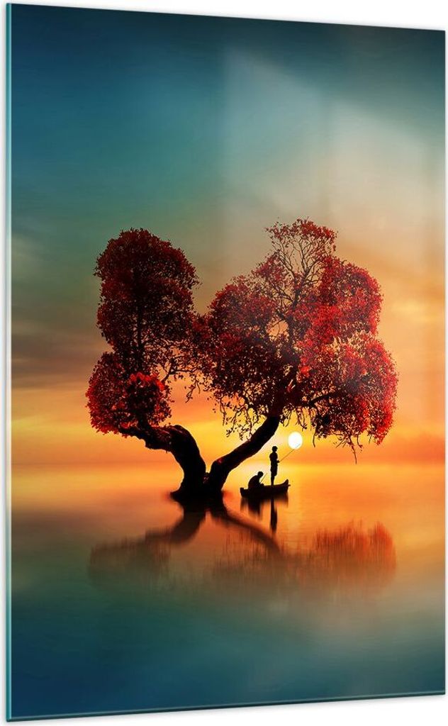 Bilder auf glas - Einteilig - See Natur Nacht - 70x100cm - Produktbild 