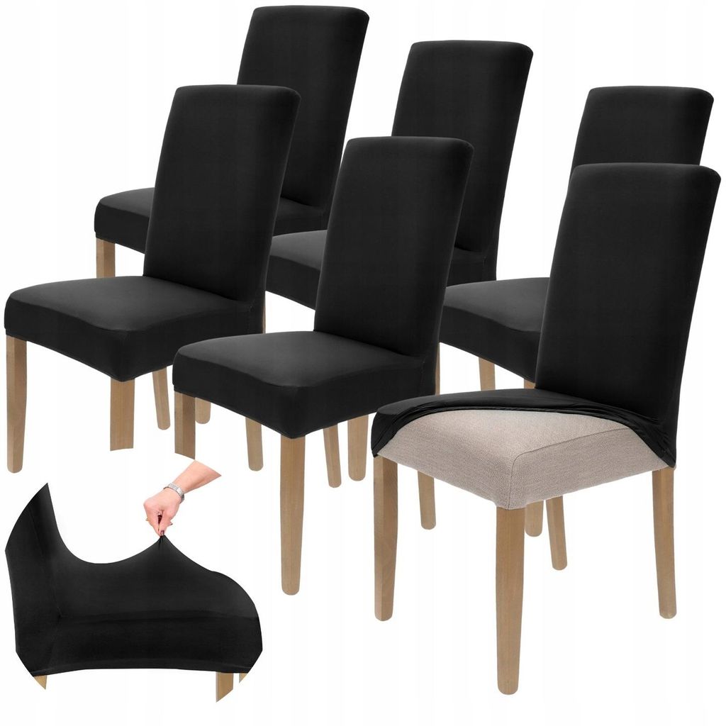 Stuhlhusse 6er Pack - Schwarz - Universal - Stretch - Bezug Produktbild 