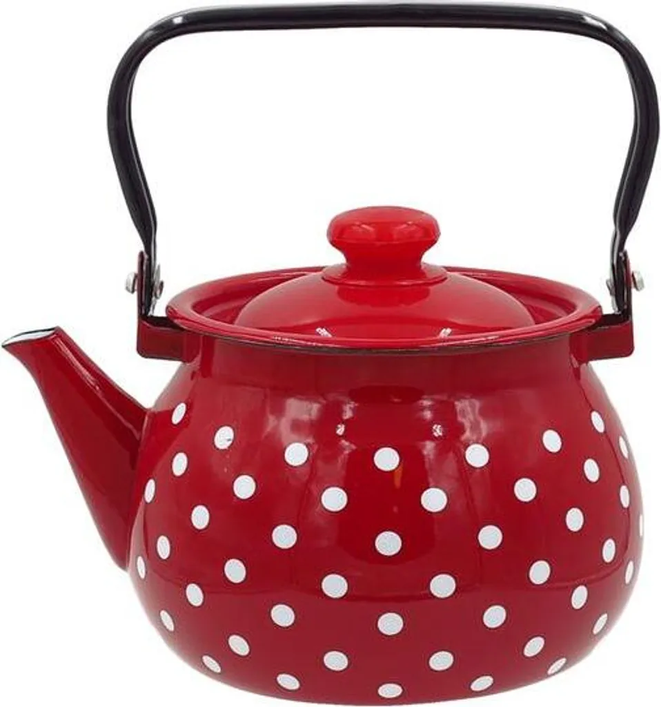 Bollitore 2L Smaltato Pois | Teiera Retro Design Cucina Moderna
