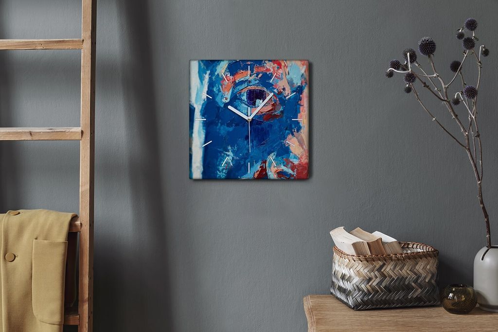 Coloray Hodiny Unikátní 30x30 cm Tiché hodiny Pro obývací pokoj a kuchyň Nástěnné hodiny Plátno Bílé ručičky hodin - Tvář