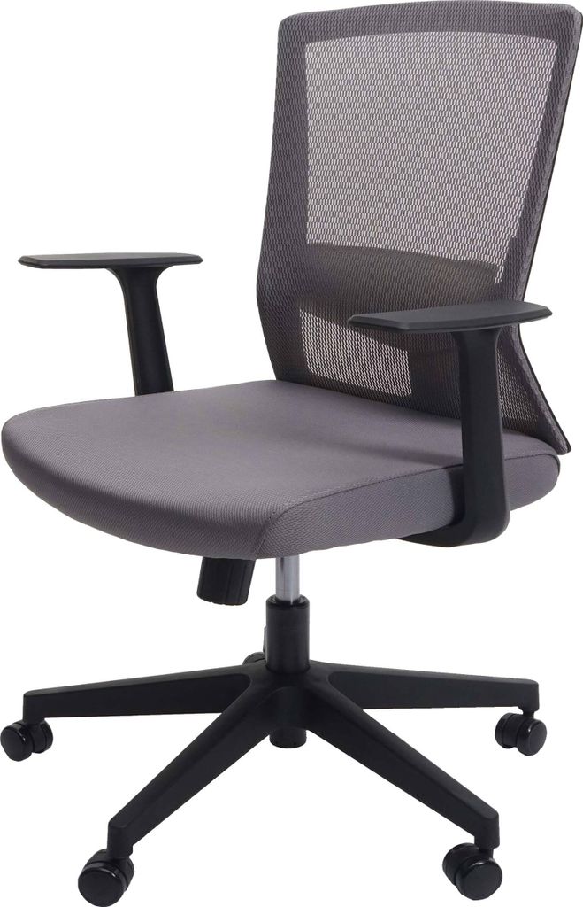 Bürostuhl MCW-J90, Schreibtischstuhl, ergonomische S-förmige Rückenlehne, verstellbare Taillenstütze grau