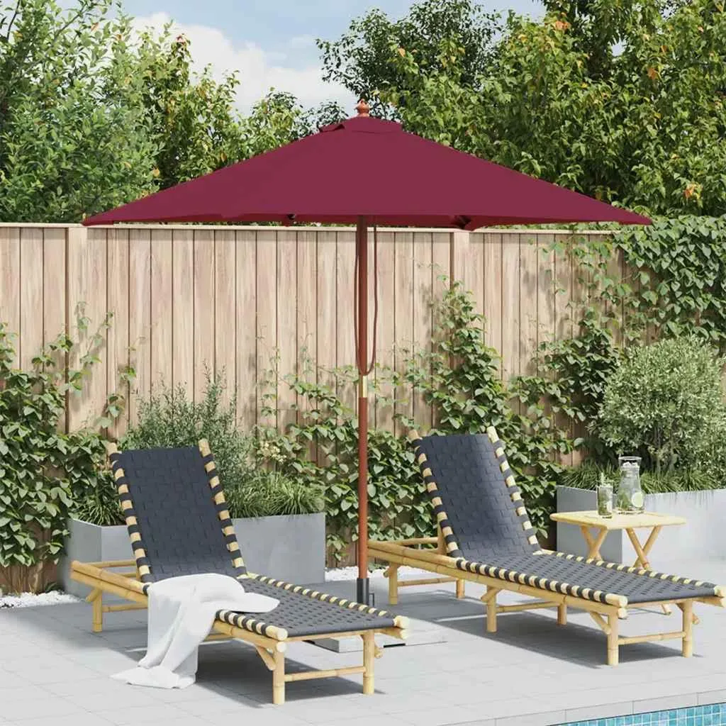 vidaXL Ombrellone da Giardino 150x200 cm - Legno e Tessuto Bordeaux