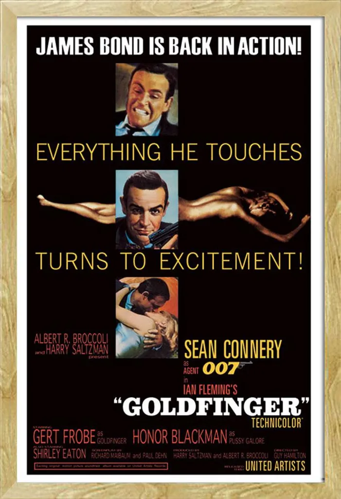 Poster 007 Goldfinger con Cornice Faggio Shinsuke - Edizione Maxi 61x91.5