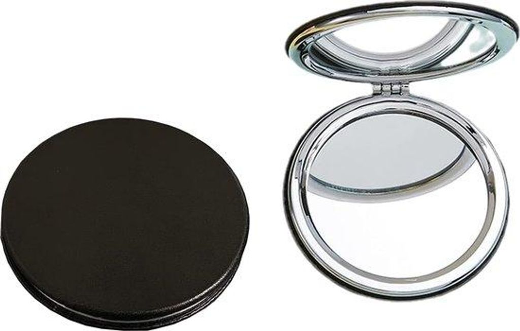 professionelle ronde opvouwbare compacte spiegel 8 cm, dubbelzijdige handtasspiegel mit PolyurethanOberfläche
