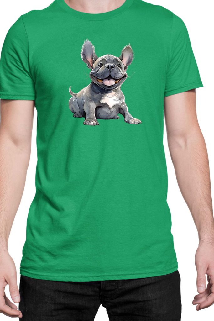 Herren T-Shirt Funny Dogs Breeds French Bulldog Breed Dog Breed, Man L / Grün